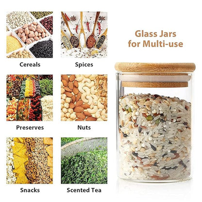 AM3727 Borosilicate Round Containers With Airtight Bamboo Wooden Lids