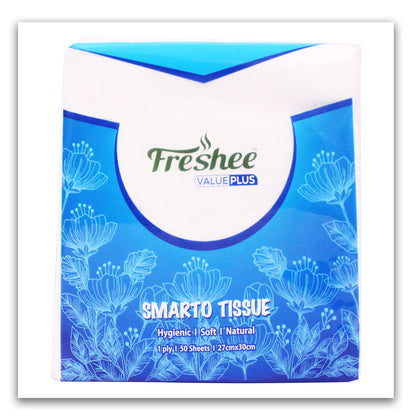 AM5730 Freshee Facial Tissues 50 sheets 1 Ply SMARTO Tissue Napkins 27cm X 30cm - Pack of 1