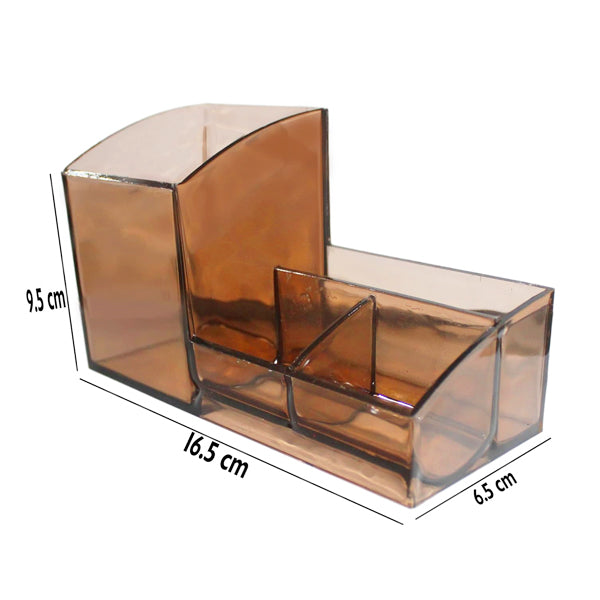 AM5061 Elite Pen Transparent Tray 4 Different Compartments - Pack of 1 (Brown)