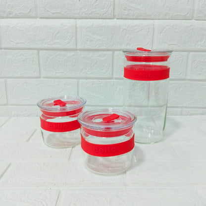 Di0249 Cello Glassware Allure Glass Jar Gift Set - Set of 3 Pcs