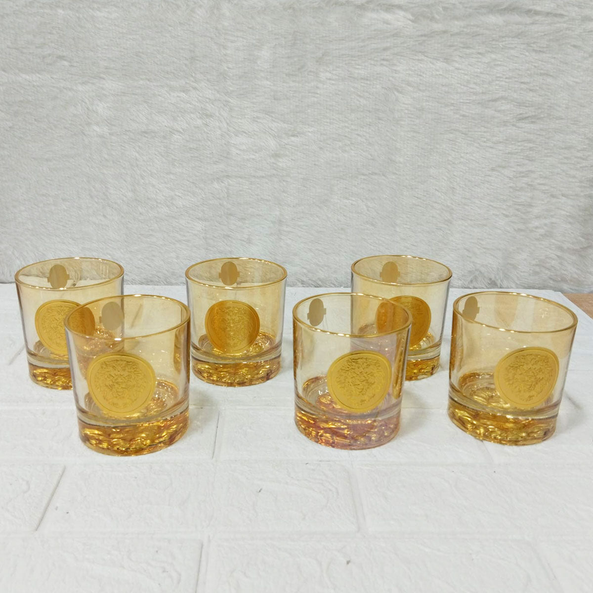 AM6274 Golden Lion Glass 6 pcs (Each 360ml) - Premium Luxury Drinkware