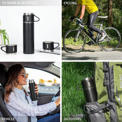 AM7230 Vacuum Flask Set - Insulated Water Bottle 3 Cups Gift Set