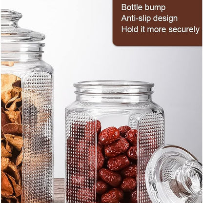 AM5679 CELLO Bloom Storage Glass Jar (3 Ltr) for Cookie Jar, with Air Tight for Kitchen Dried Masala (Pack 1)
