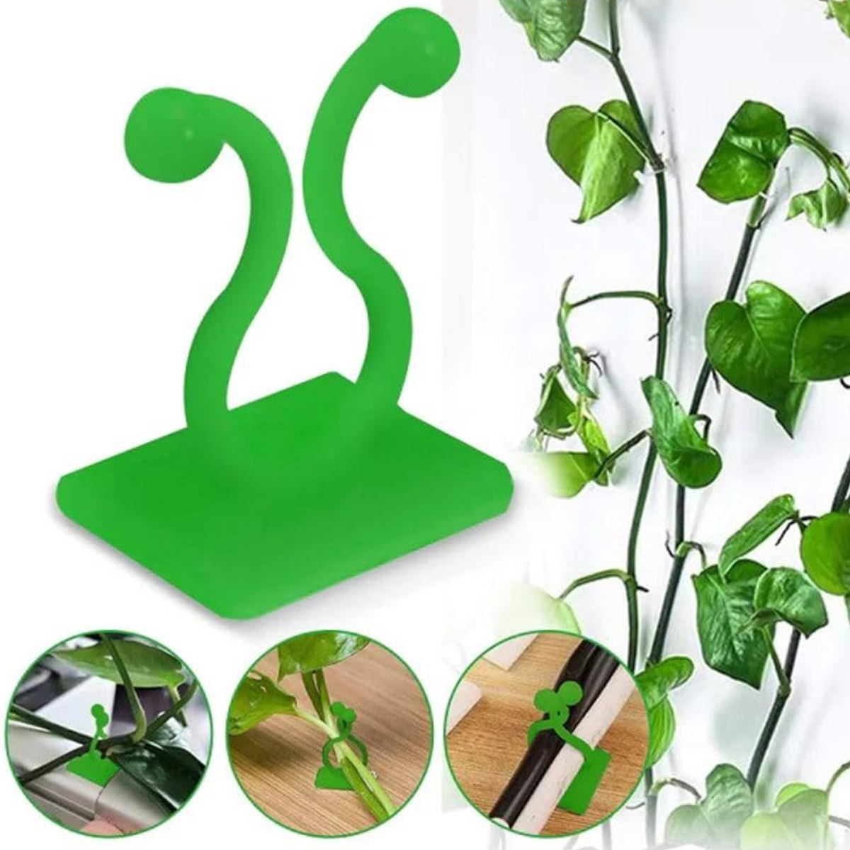 AM6863 30 Pcs-Adhesive Plant Climbing Fixing Clips - Green Vine Wall Holders