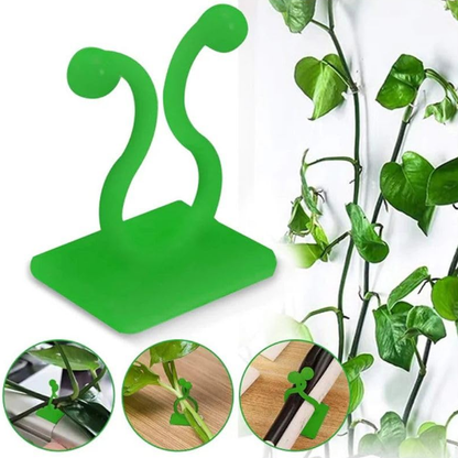 AM6863 30 Pcs-Adhesive Plant Climbing Fixing Clips - Green Vine Wall Holders