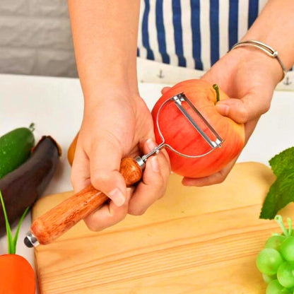 3484 Stainless Steel Potato Vegetable Peeler Scrapper with Wooden Handle