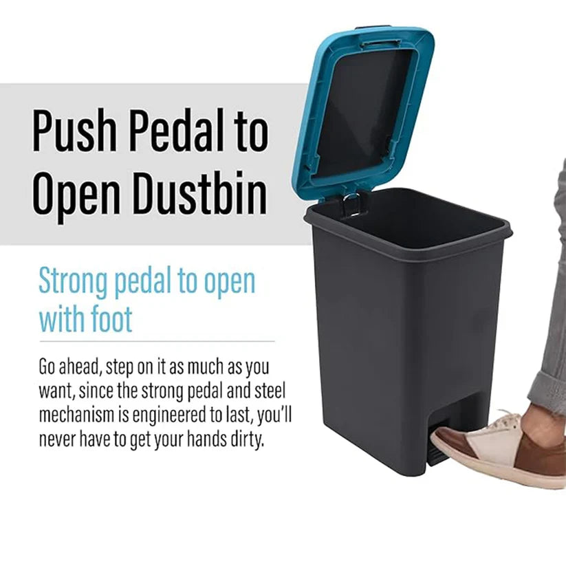 1668 Apex Plastic Push N Pedal Dust Bin | Hands-Free Operation, Compact Design 6.5 Liters (1 Pc / Mix Color)