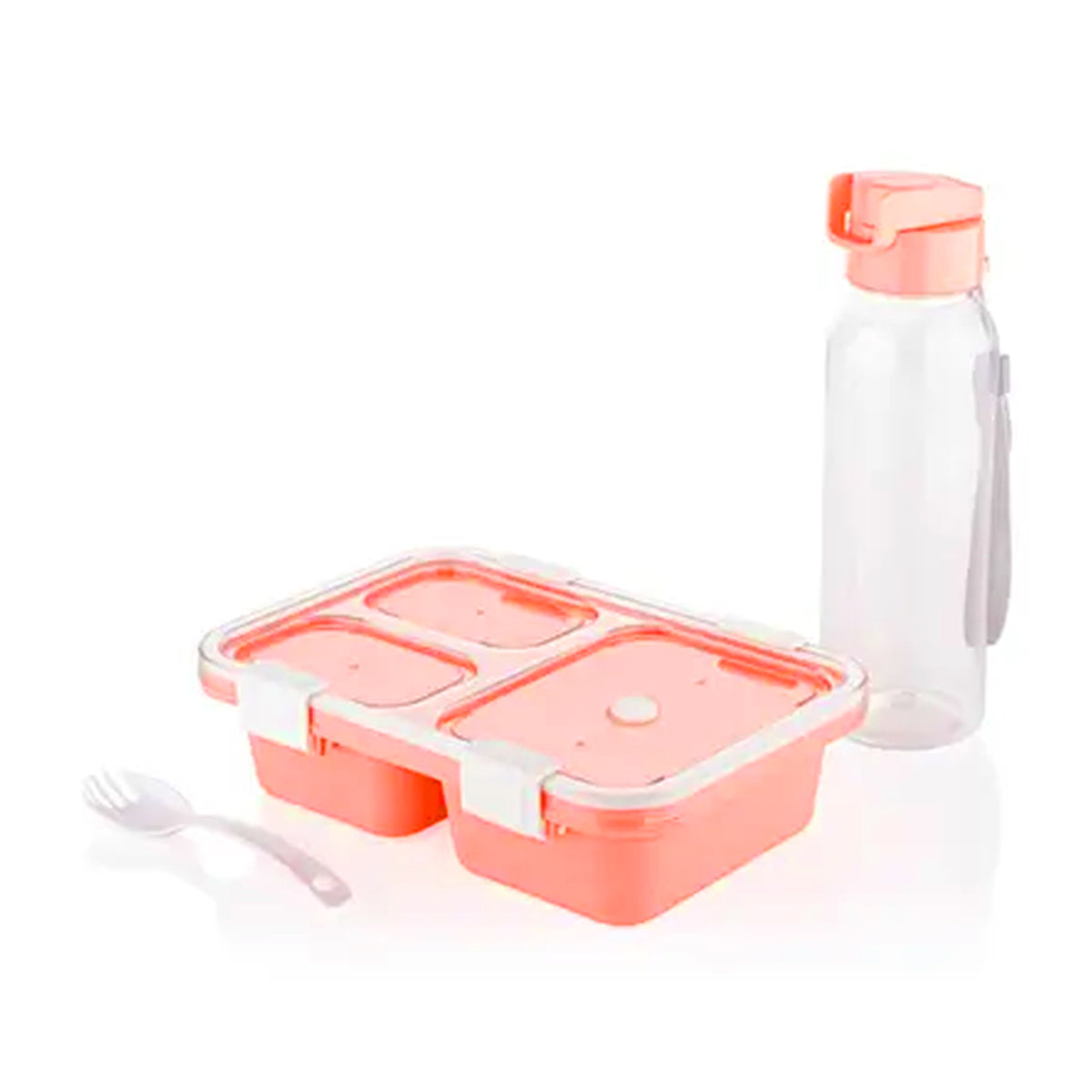AM5603 Tokyo 3 Compartment Plastic Lunch Box with Water Bottle for Boys, Girls, School & Office Men