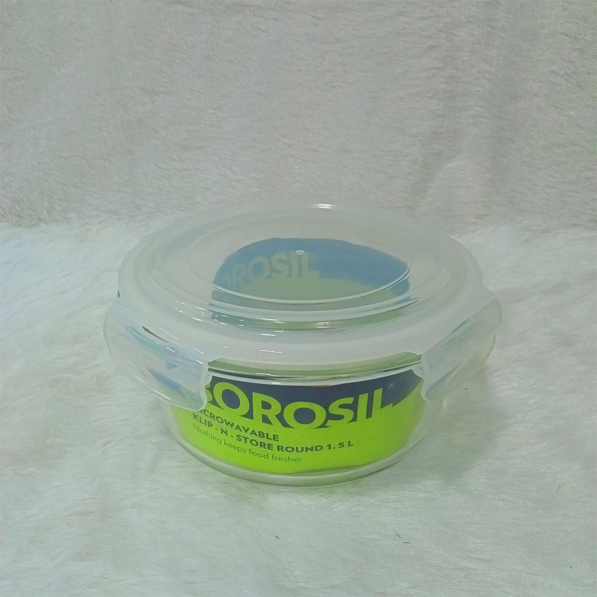 AM6198 Borosil Klip N Store Round Glass Container - 1.5 Ltr with Air Tight Lid