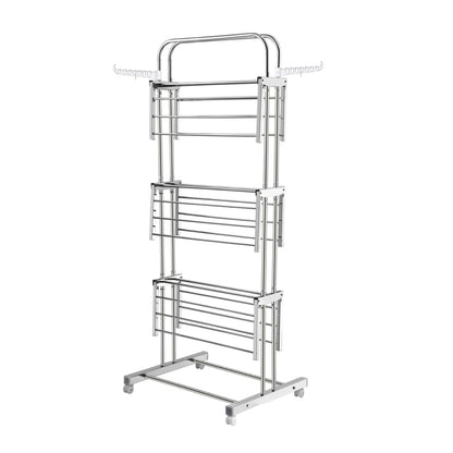 AM5610 BUYER Stainless Steel 3 Layer with 2 Hanger Foldable Cloth Stand / Drying Rack