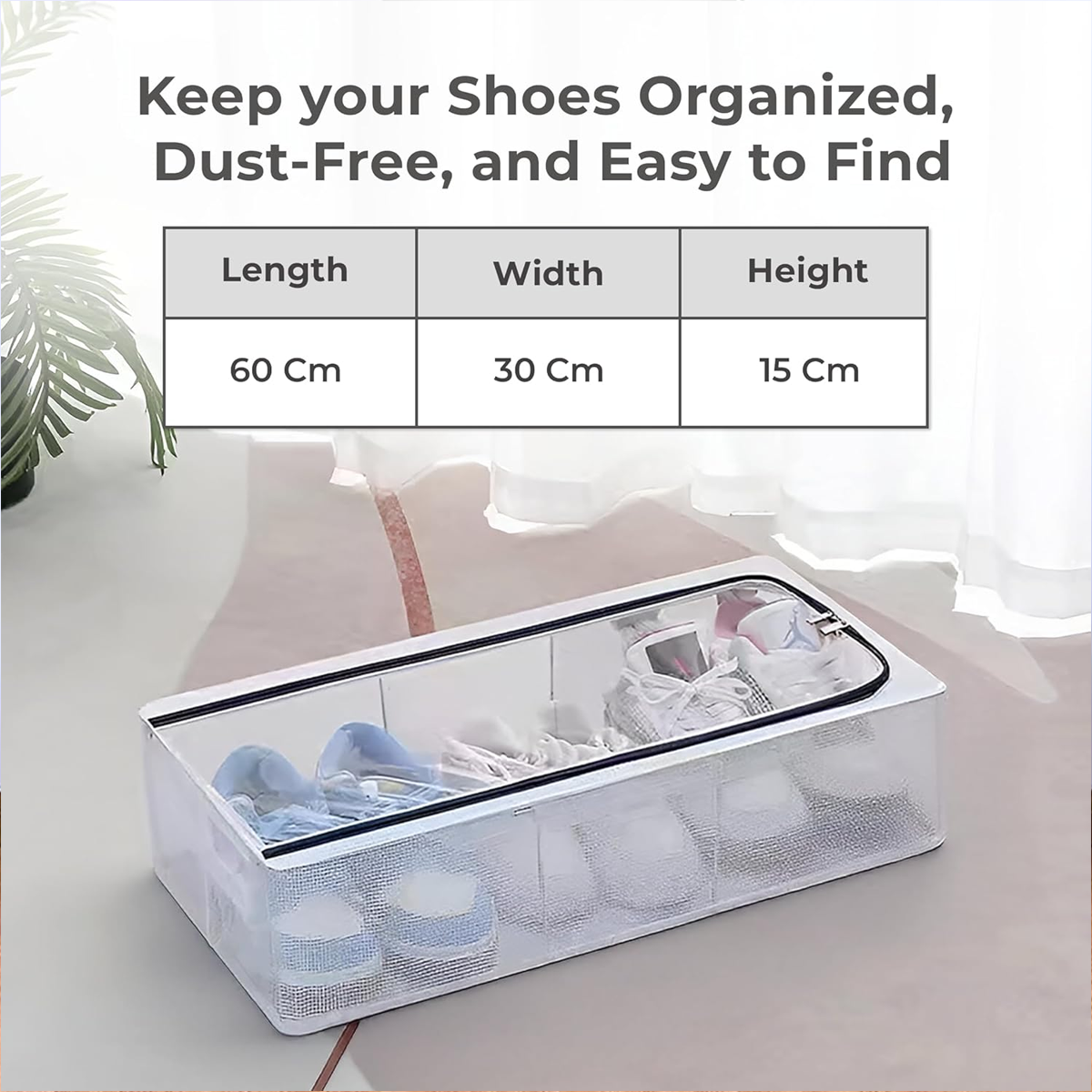 AM6726 Clear Foldable Shoe Bag - Shoe Box Organizer (60x30cm)