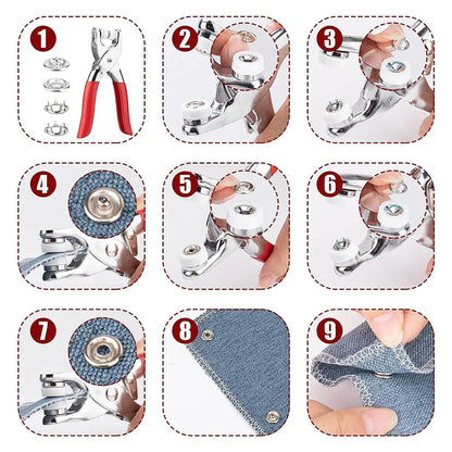 AM6823 Heavy Duty Snap Button Grommet Tool Colourful Clip Kit (1 Set)