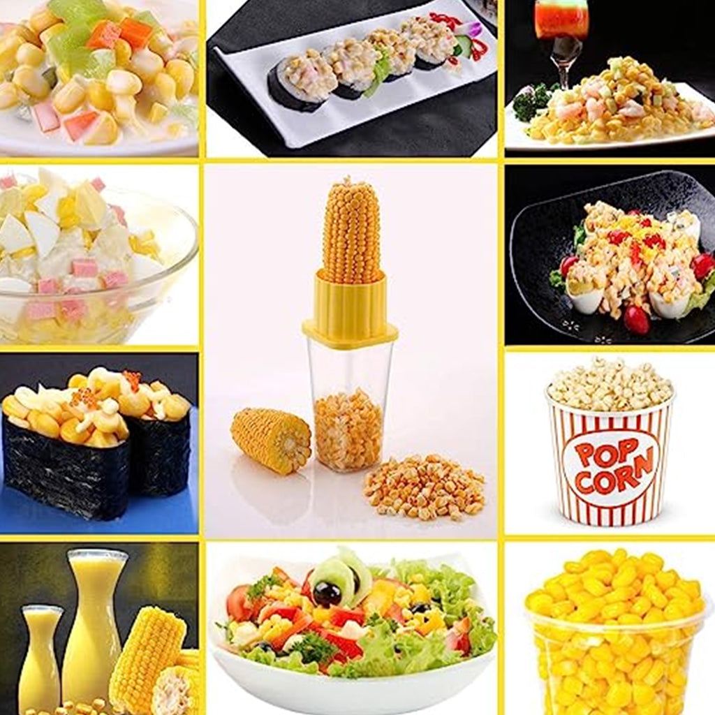 3994 Unbreakable Plastic Corn Stripper & Seeds Remover Cutter Peeler with Container