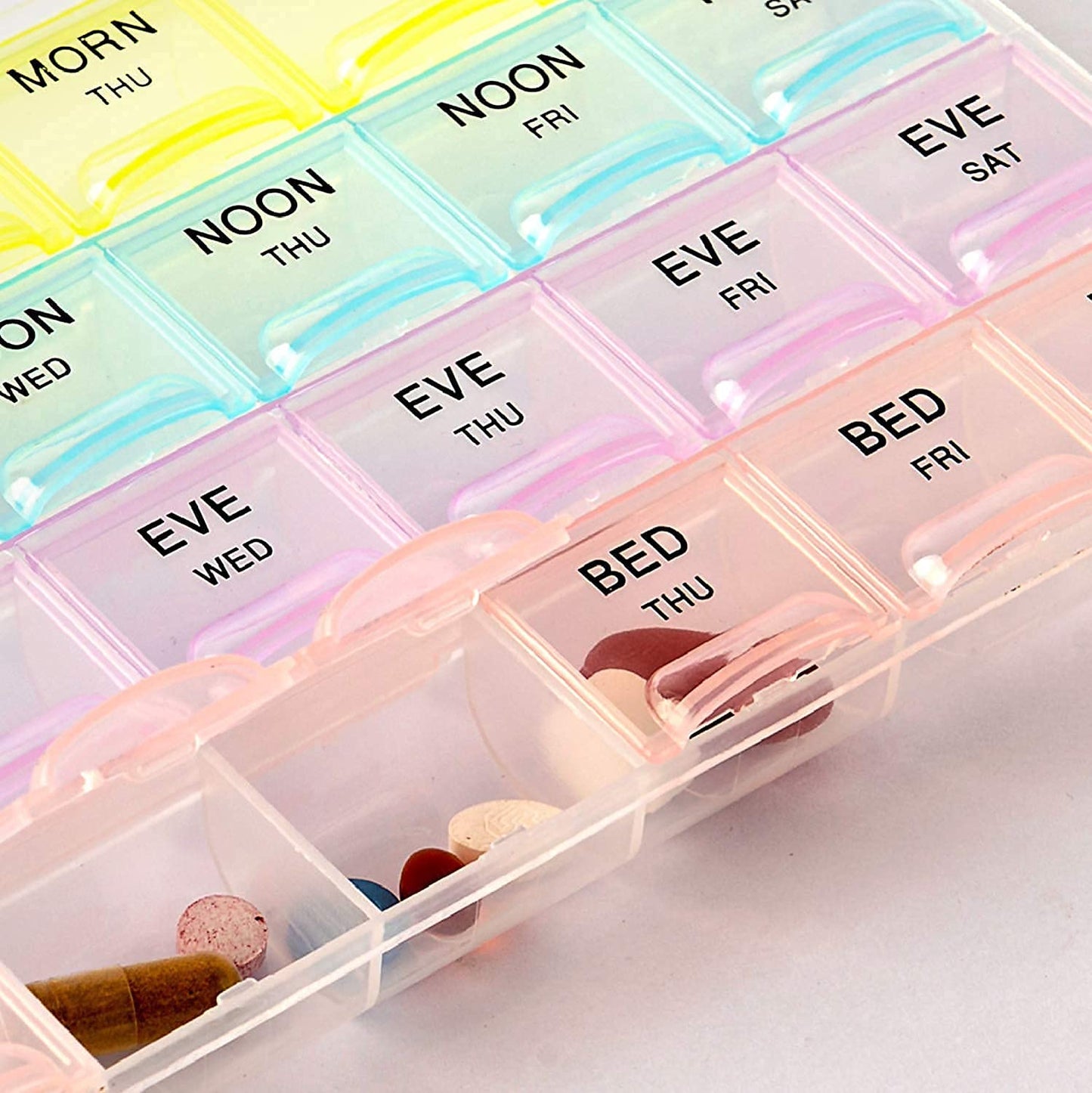 0383 Pill Case- 4 Row 28 Squares Weekly 7 Days Tablet Box Holder