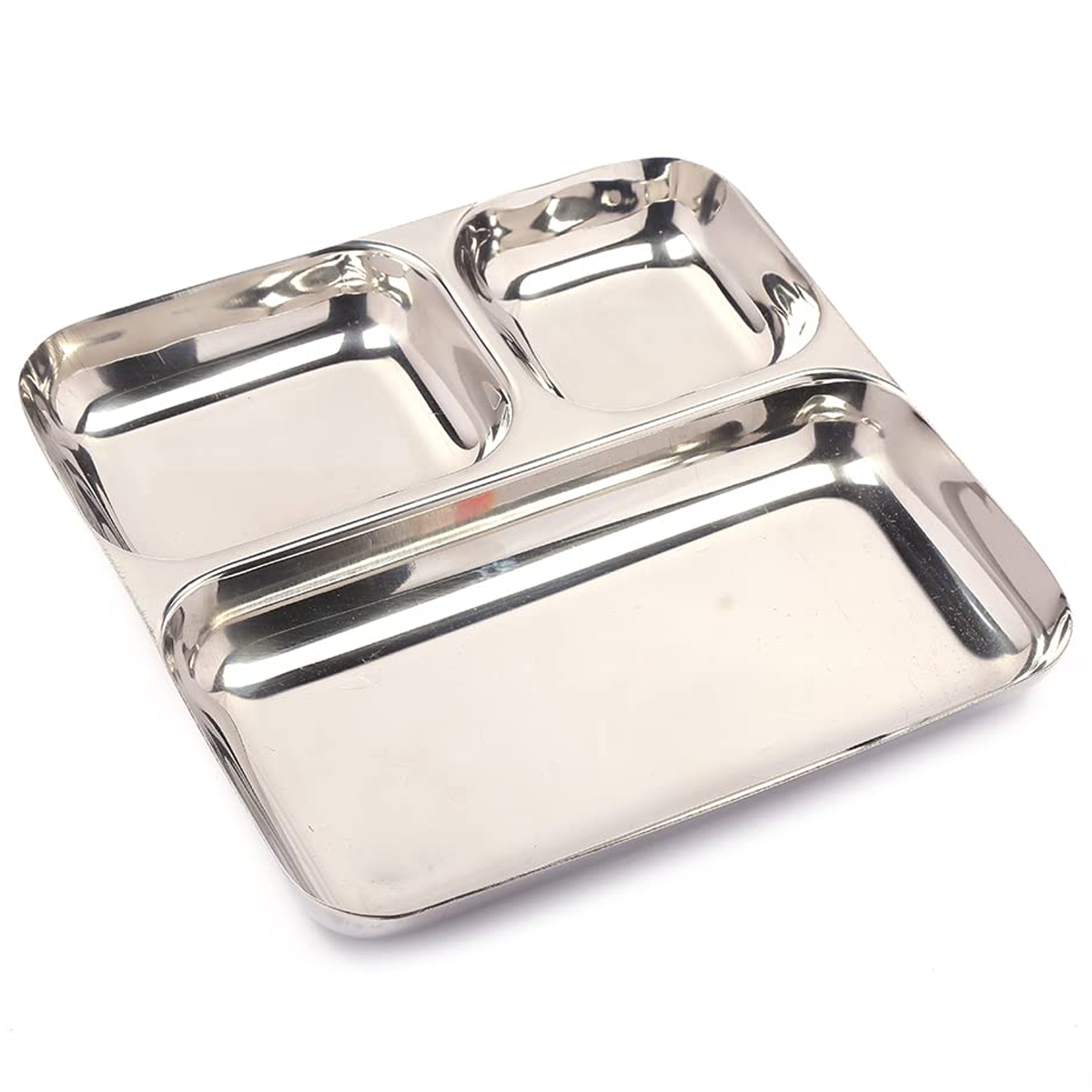 AM6013 Madhuram Stainless Steel 3 Compartment Mess Plate