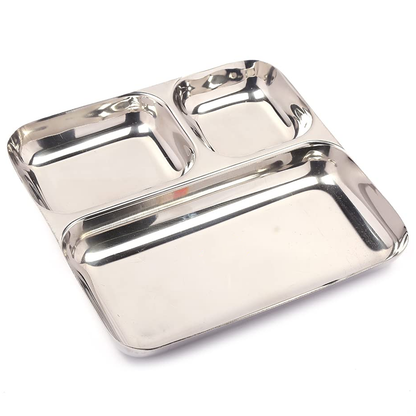 AM6013 Madhuram Stainless Steel 3 Compartment Mess Plate