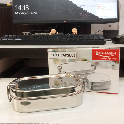AM5651 Rishabh Stainless Steel (Capsule) Lunchbox for School and Office