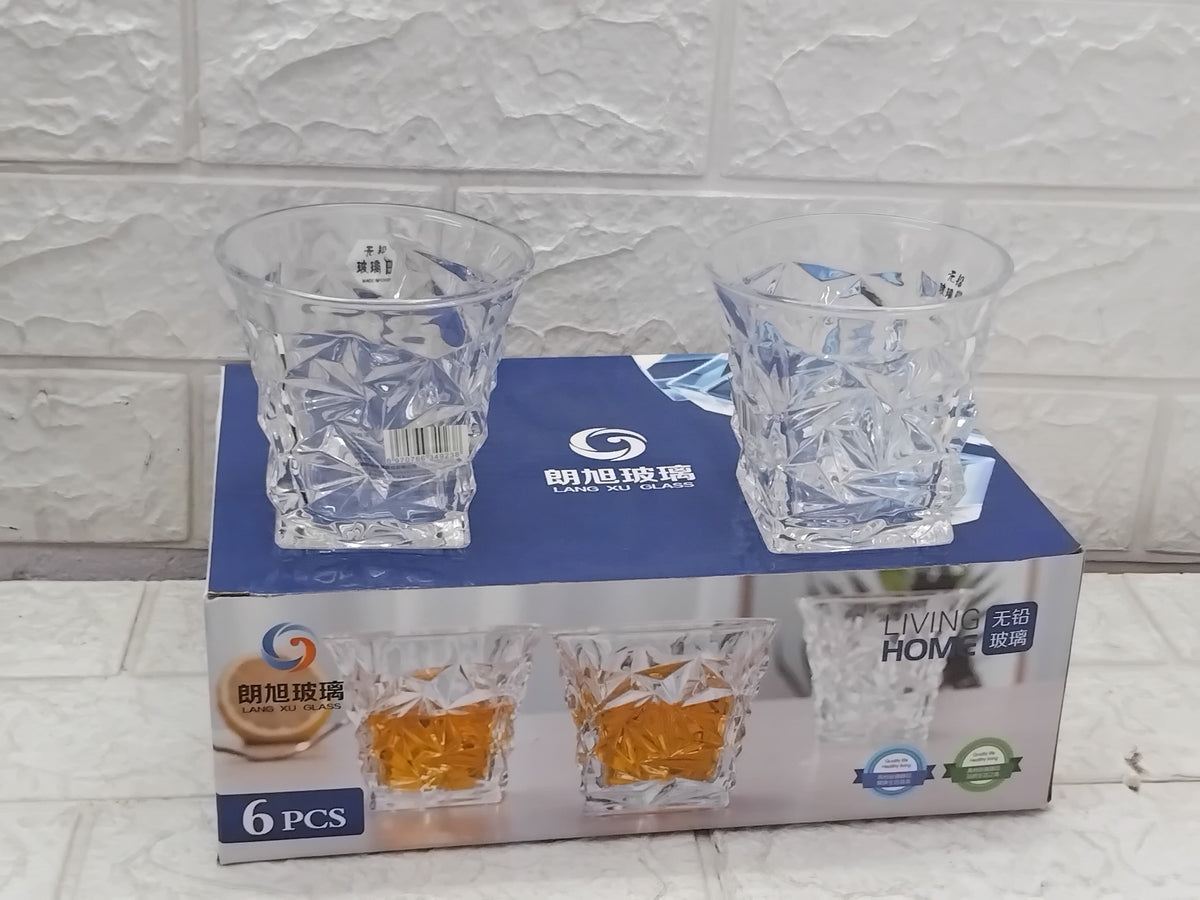 AM3750 Diamond Crystal Cut Whiskey Glasses Set of 6 Pcs
