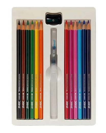 AM5040 Doms Super Soft Hexagonal Pre-Sharpened Water Soluble Colour Pencils 24 Sahdes 8677