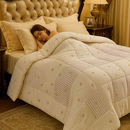 Di0018 Welspun Essentials Classic Corner Double Bed Quilt - 2.28mtr x 2.64mtr