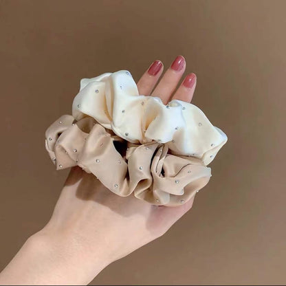 AM1286 Rhinestone Glossy Soft Satin Silk Hair Scrunchies Hair Elastic Bands 1pc