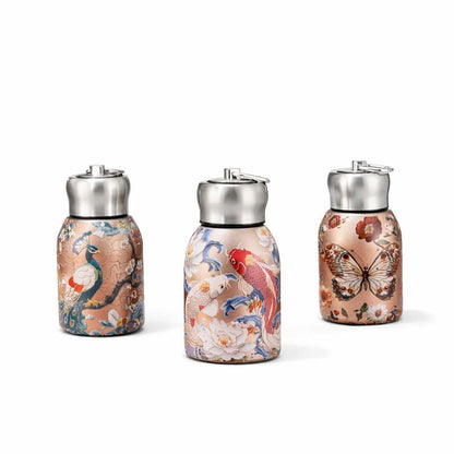 AM7803 COMPACT STAINLESS STEEL MINI BOTTLE WITH CARRYING RING FOR CONVENIENT ON THE GO HYDRATION - PRINTED