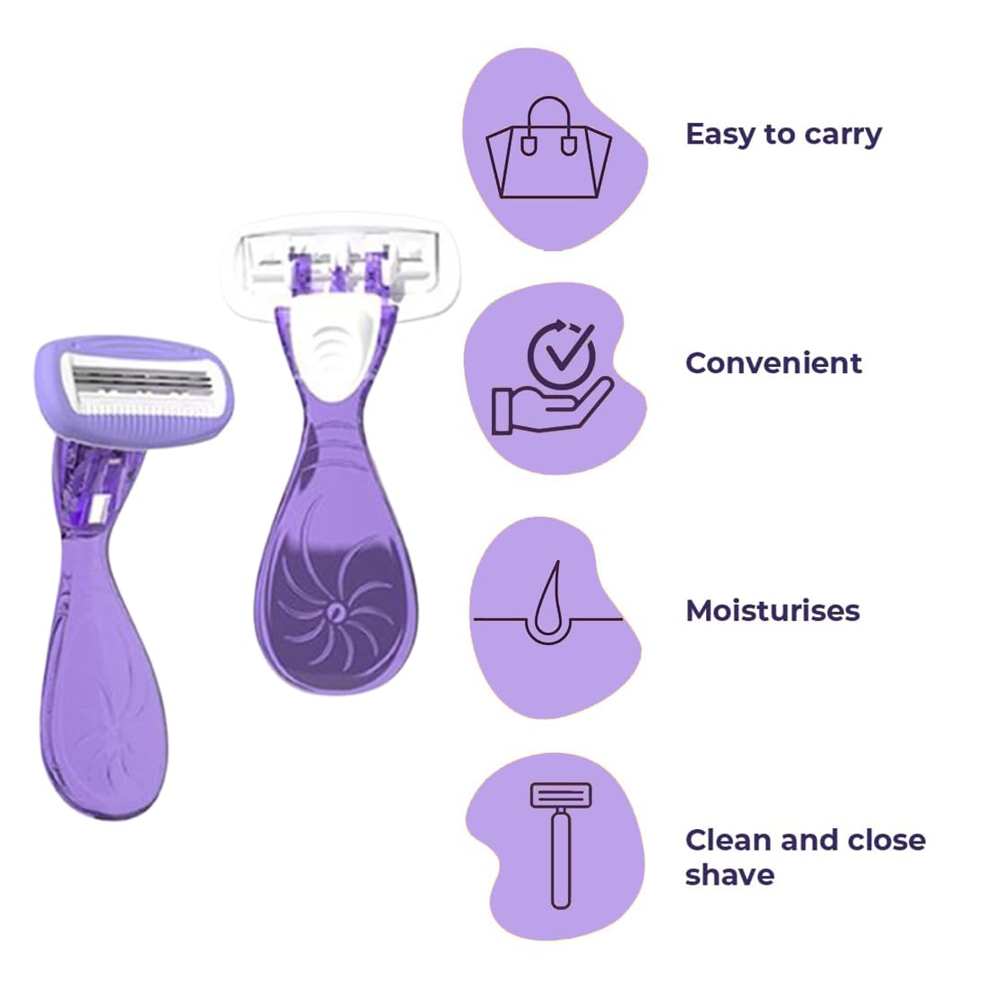 A06705 Touch Feel Women's Hair Removal Razor with In-Built Gel Bars