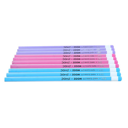 3594 DOMS Zoom Triangle Pencil with sharpner & eraser (Set of 10)