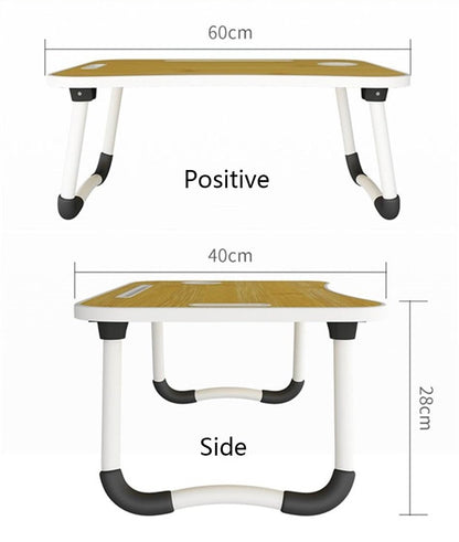 AM5051 Foldable Laptop Study Table with Cup Holder Multipurpose Bed Writing Desk Table for Home School Students (Brown)