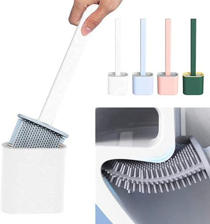 1410 Silicone Toilet Brush with Holder Stand  for Bathroom Cleaning