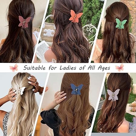 AM1226 Butterfly Hair Claw Hair Accessories Trendy 2 Pcs Clips Clutches For Women & Girls Hair Accessories For Set Pack Of 2 Multicolour
