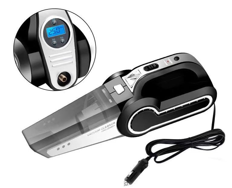 A06703 Car Vacuum Cleaner, 12V DC Portable Handheld Auto Vacuum with LED Light, Multiple Attachments for Car Interior