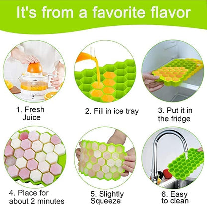 AM7763 Flexible Silicone Ice Cube Tray WIthout Lead, 37 Cubes , Fridge Use
