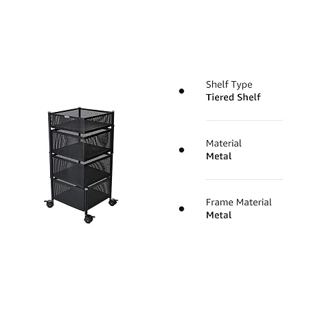 3683 Metal 4 Layer Kitchen Rotating Trolley For Kitchen