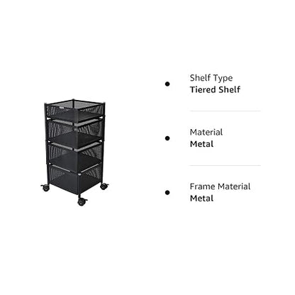 3683 Metal 4 Layer Kitchen Rotating Trolley For Kitchen