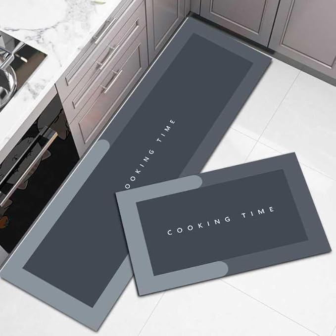 AM5048 Kitchen Mats for Floor (2pcs) , Non-Skid, Soft Absorbent 120x40cm, 40x60cm (Multi Color)