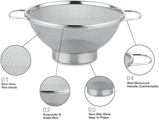 TM0214 Stainless Steel Wire Mesh Filter Colander Mesh Basket
