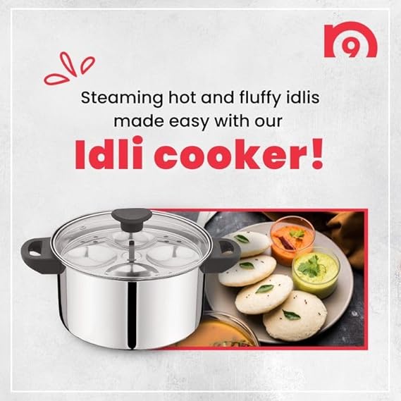 AM2232 NanoNine Stainless Steel Multi Cooker, Idli/Dhokla/Momos Maker & Steamer (16idlis,2 Patra Plates, 1 Mini Idli Plate)