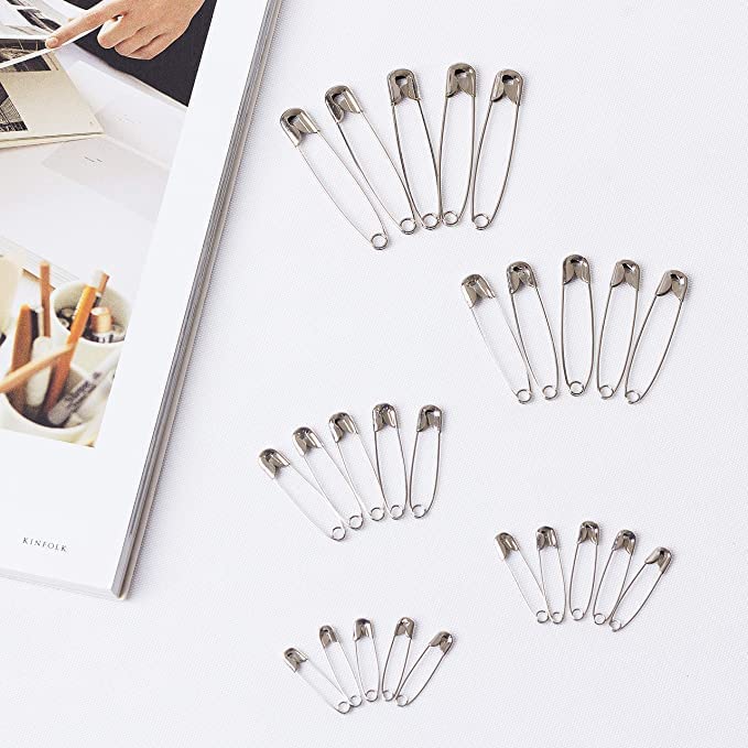 AM1036 Safety Pins Bulk for Clothes, Sewing (Silver)