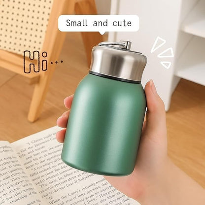 AM7802 COMPACT STAINLESS STEEL MINI BOTTLE WITH CARRYING RING FOR CONVENIENT ON THE GO HYDRATION