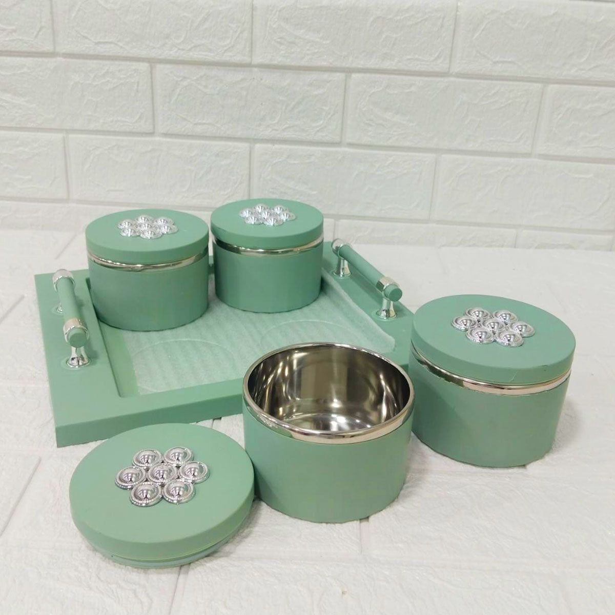 Di0189 Rishabh Steel King Deluxe 4-Piece Multipurpose Container With Tray Set