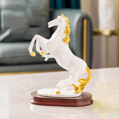 AM5928 Luxury White & Gold Horse Sculpture
