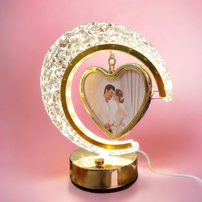 AM6269 LED Crystal Moon Lamp with Heart Shape Photo Frame