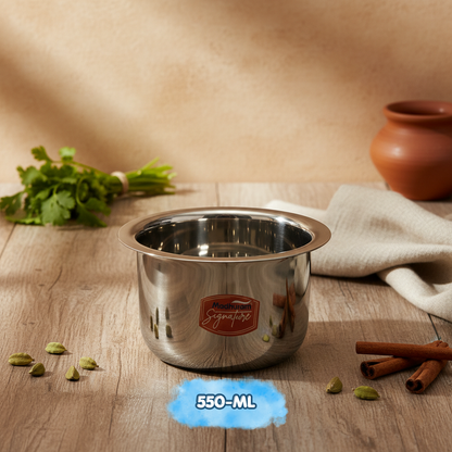 AM7577 Madhuram Signature Premium Stainless Steel Deep Container (550 ml, 7x10x10 cm)