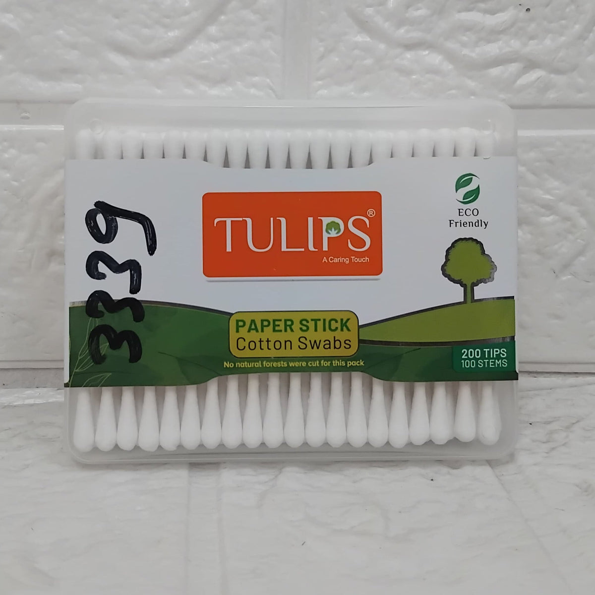 3339 TULIPS Eco friendly buds 100  Ear Buds/Swabs with White PAPER Sticks