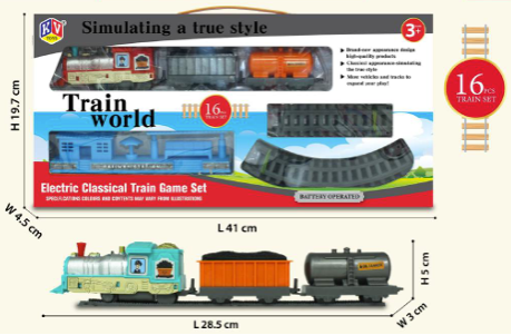 A06626 16-Piece Electric Classical Train Game Set with Tracks and Accessories (Item No.579)