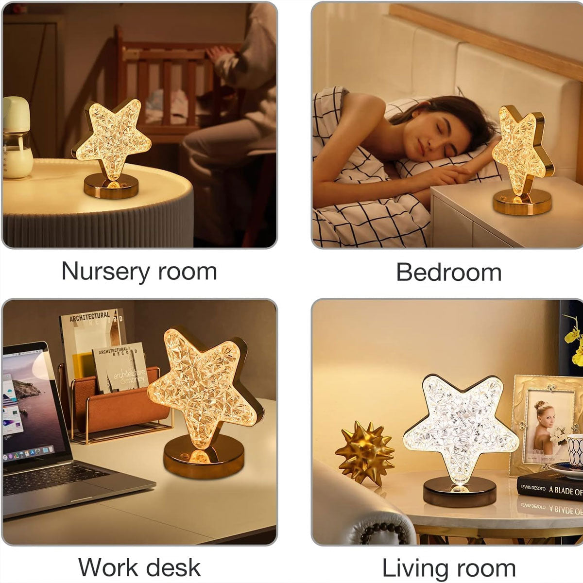AM5941 Crystal Star LED Table Lamp with USB Cable - Sensor 3 Color Modes