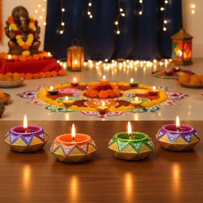 AM0209 Handmade Decorative Diyas For Diwali With wex (4 Pcs)