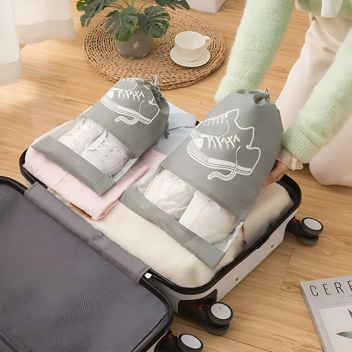 AM6715 Travel Essentials Shoe Bags for Men and Women (44x32cm) - Pack Of 3pc