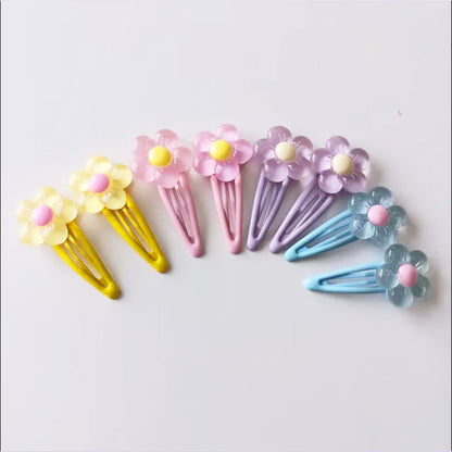 AM5003 Snap Flower Hair Clips for women and Girls (Random Colour)